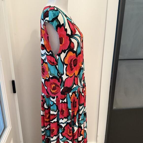 Anthropologie Corey Lynn Calter Tiered Short Sleeve Dress Size Medium Floral - Picture 8 of 16